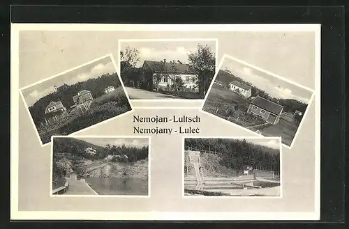 AK Nemojan-Lultsch, Strassenpartie mit Gebäudeansicht, Uferpartie