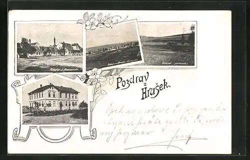AK Hrusky, Pivovar J. Hausneriv, Skola, Pohled na Hrusky z Vinohradu
