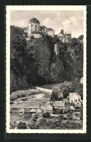 AK Frain a. d. Thaya / Niederdonau, Blick auf den Fluss mit Brücke