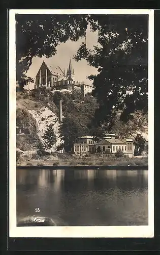 AK Znaim a. d. Thaya, Blick über den Fluss auf die Kirche