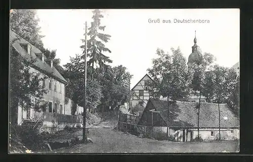 AK Deutschenbora, Strassenpartie mit Fachwerkhaus