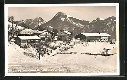 AK Oberaudorf a. Inn, Alpengasthof Hocheck im Schnee