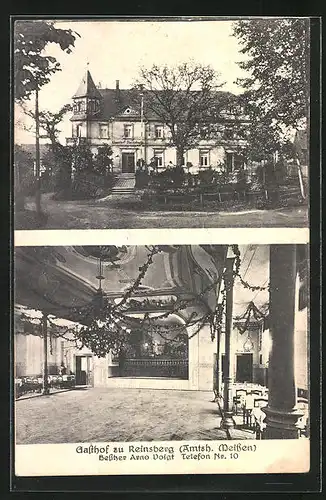 AK Reinsberg, Aussen- und Innenansicht von städtischen Gasthof