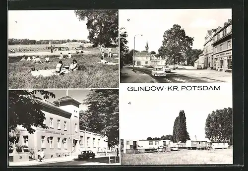 AK Glindow, Freibad, Gasthaus Deutsches Haus, Zeltplatz, Dr.-Külz-Strasse