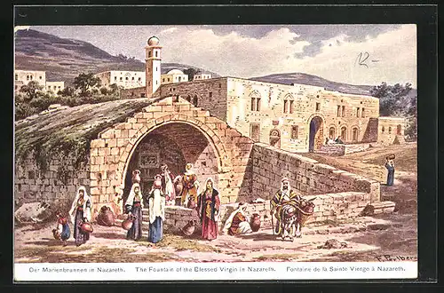 Künstler-AK Friedrich Perlberg: Marienbrunnen in Nazareth