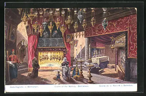 Künstler-AK Friedrich Perlberg: Geburtsgrotte in Bethlehem