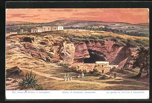 Künstler-AK Friedrich Perlberg: Jeremias-Grotte in Jerusalem