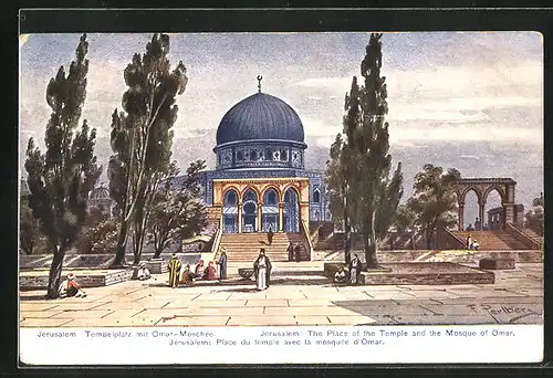Künstler-AK Friedrich Perlberg: Tempelplatz mit Omar-Moschee