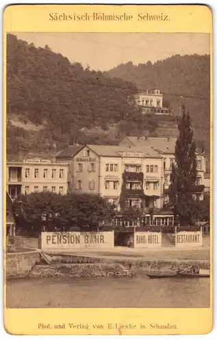 Fotografie E. Lieske, Schandau, Ansicht Bad Schandau, Hotel - Pension H. Bahr