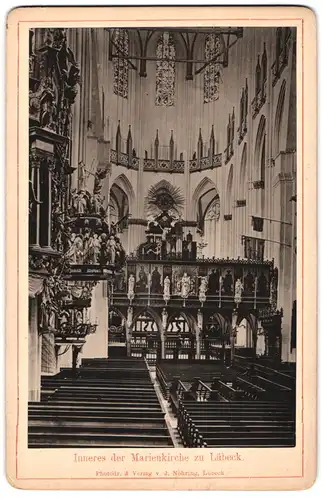 Fotografie J. Nöhring, Lübeck, Ansicht Lübeck, Marienkirche, Innenansicht mit Orgel