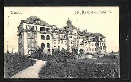 AK Glauchau, Städtisches Krankenhaus, Gartenseite