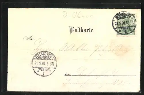 Künstler-AK Bernburg, Uferpartie mit Dampfboot