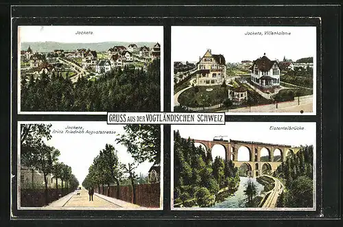 AK Jocketa /Vogtländische Schweiz, Villenkolonie, Prinz Friedrich Auguststrasse, Elstertalbrücke