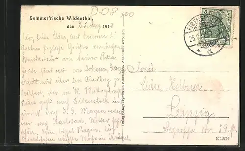 AK Wildenthal b. Eibenstock, Ortspartie mit Auersberghaus