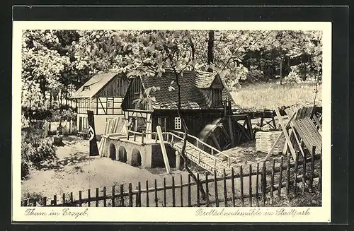 AK Thum i. Erzgeb., Brettschneidermühle im Stadtpark