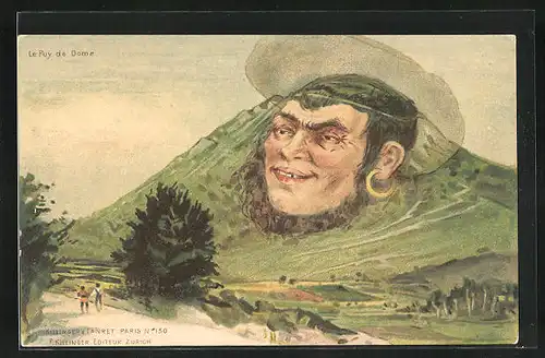 Künstler-AK Killinger Nr. 130: Le Puy de Dome, Berg mit Gesicht / Berggesichter