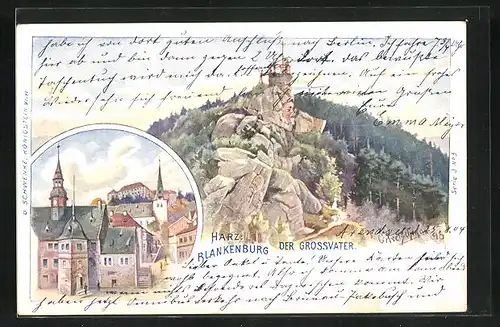 Künstler-AK Schwenke Ser. 3 Nr. 5: Blankenburg /Harz, Der Grossvater, Berg mit Gesicht / Berggesichter