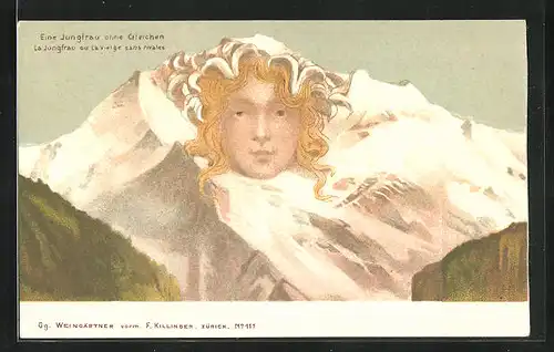 Künstler-AK Killinger Nr. 111: Eine Jungfrau ohne Gleichen, Berg mit Gesicht / Berggesichter