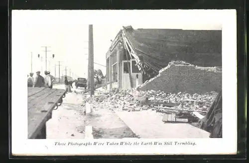 Leporello-AK Long Beach, CA, Diverse Ortsansichten nach Erdbeben