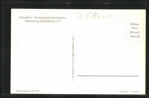 AK Bad Reiboldsgrün im Vogtld., Strassenpartie vor der Heilstätte, Reiboldsgrün-Carolagrün-Albertsberg-Zöbischau