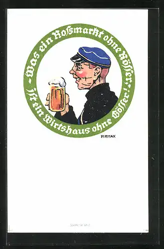 AK Brauerei-Werbung der Gösser-Brauerei A.-G., Student mit Bierglas in der Hand