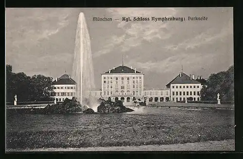 AK München, Königliches Schloss Nymphenburg, Parkseite