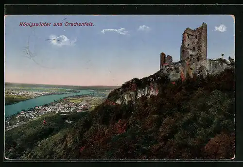 AK Königswinter, Drachenfels und Ruine