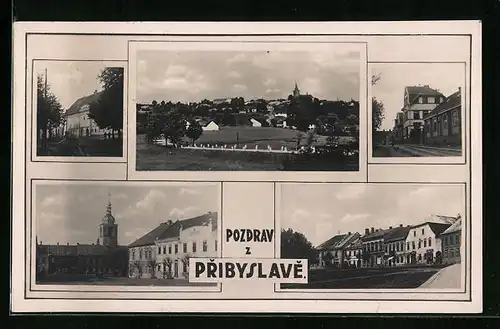 AK Pribyslav, Celkovy Pohled, Namesti, Kostel, Radnice