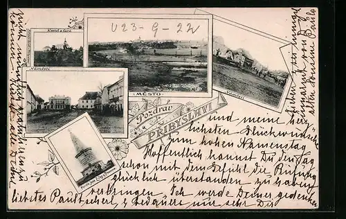 AK Pribyslav, Mesto, Namesti, Kostel a fara, Pomnik Jana Zizky