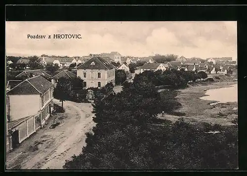 AK Hrotovice, Blick über die Dächer der Stadt