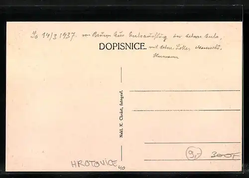 AK Hrotovice, Blick über die Dächer der Stadt