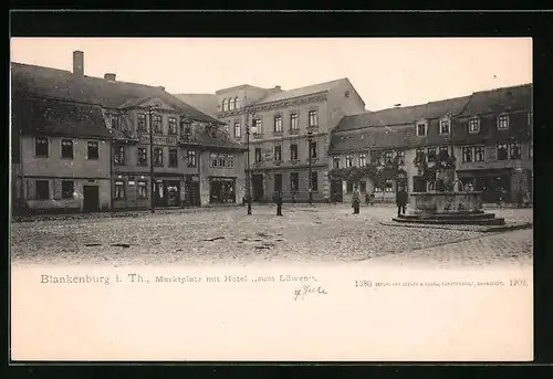 AK Blankenburg i. Th., Marktplatz mit Hotel zum Löwen