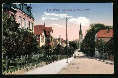 AK Schleswig, Alleestrasse mit Blick zur Michaeliskirche