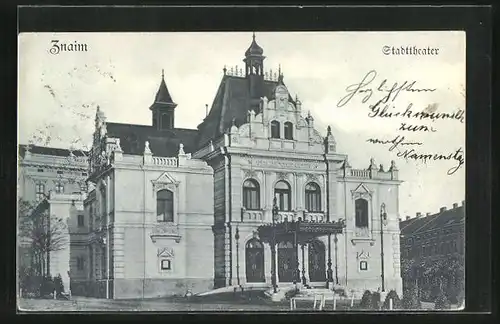 AK Znaim a. Thaya, Fassade des Stadttheater