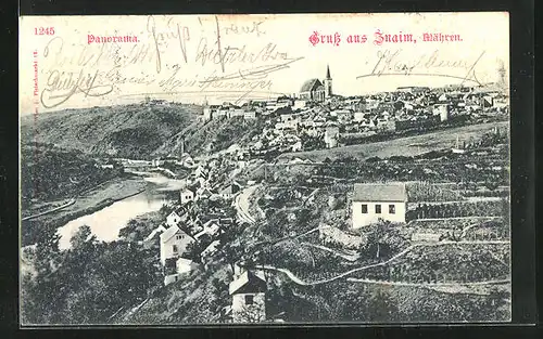 AK Znaim a. Thaya, Panorama der Stadt mit Blick zur Kirche