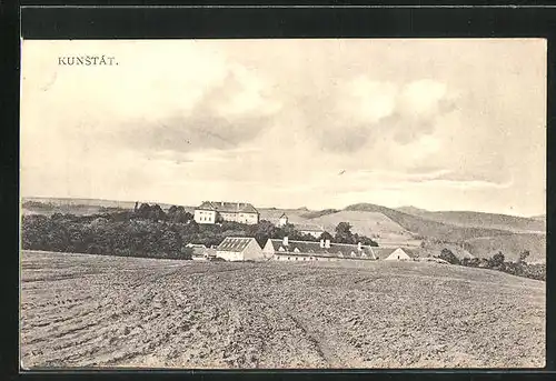 AK Kunstat na Morave, das Schloss vom Feld gesehen