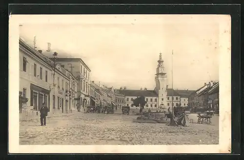 AK Boskovice, auf dem Hauptplatz vor dem Rathaus