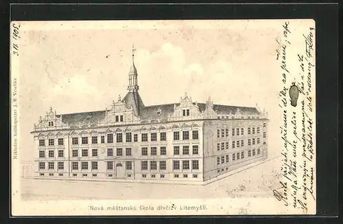 AK Leitomischl / Litomysl, Nova Mestanska skola divci, Aussenansicht