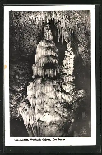 AK Pottenstein in der Fränkischen Schweiz, die Drei Kaiser in der Teufelshöhle