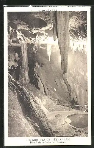 AK Betharram, Les Pyrenees, Les Grottes, Detail de la Salle des Lustres, in der Höhle