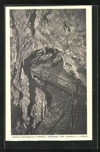AK Neuhaus a.d. Pegnitz, Maximiliansgrotte, Aufgang in der Höhle, beim Krottensee