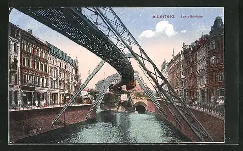 AK Wuppertal, Elberfeld, Schwebebahn an der Schlossbleiche