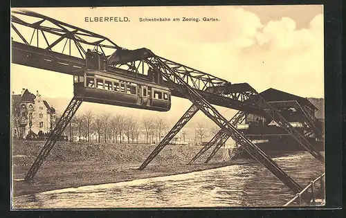AK Wuppertal, Elberfeld, die Schwebebahn am Zoologischen Garten