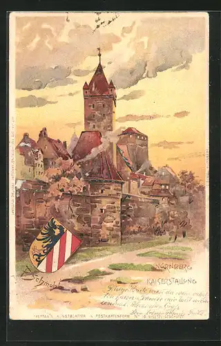 Künstler-AK Nürnberg, Kaiserstallung, Wappen