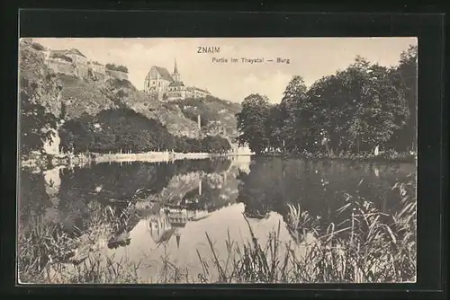 AK Znaim, Thaya mit Burg