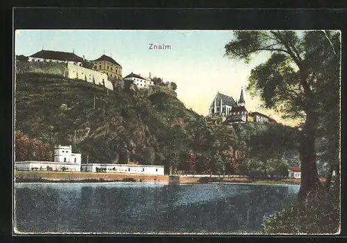 AK Znaim, Teilansicht mit Schloss