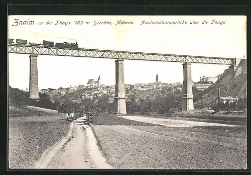 AK Znaim, Nordwestbahnbrücke über die Thaya