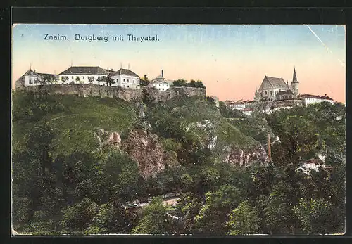 AK Znaim, Burgberg mit Thayatal