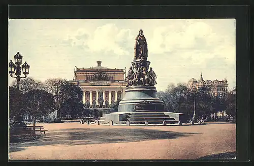 AK St. Pétersbourg, Monument de l'impératrice Catherine II.