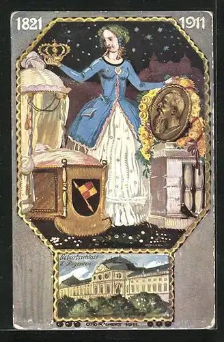 AK Geburtsschloss des Prinzregenten Luitpold von Bayern, 90. Geburtstag 1911, Ganzsache Bayern